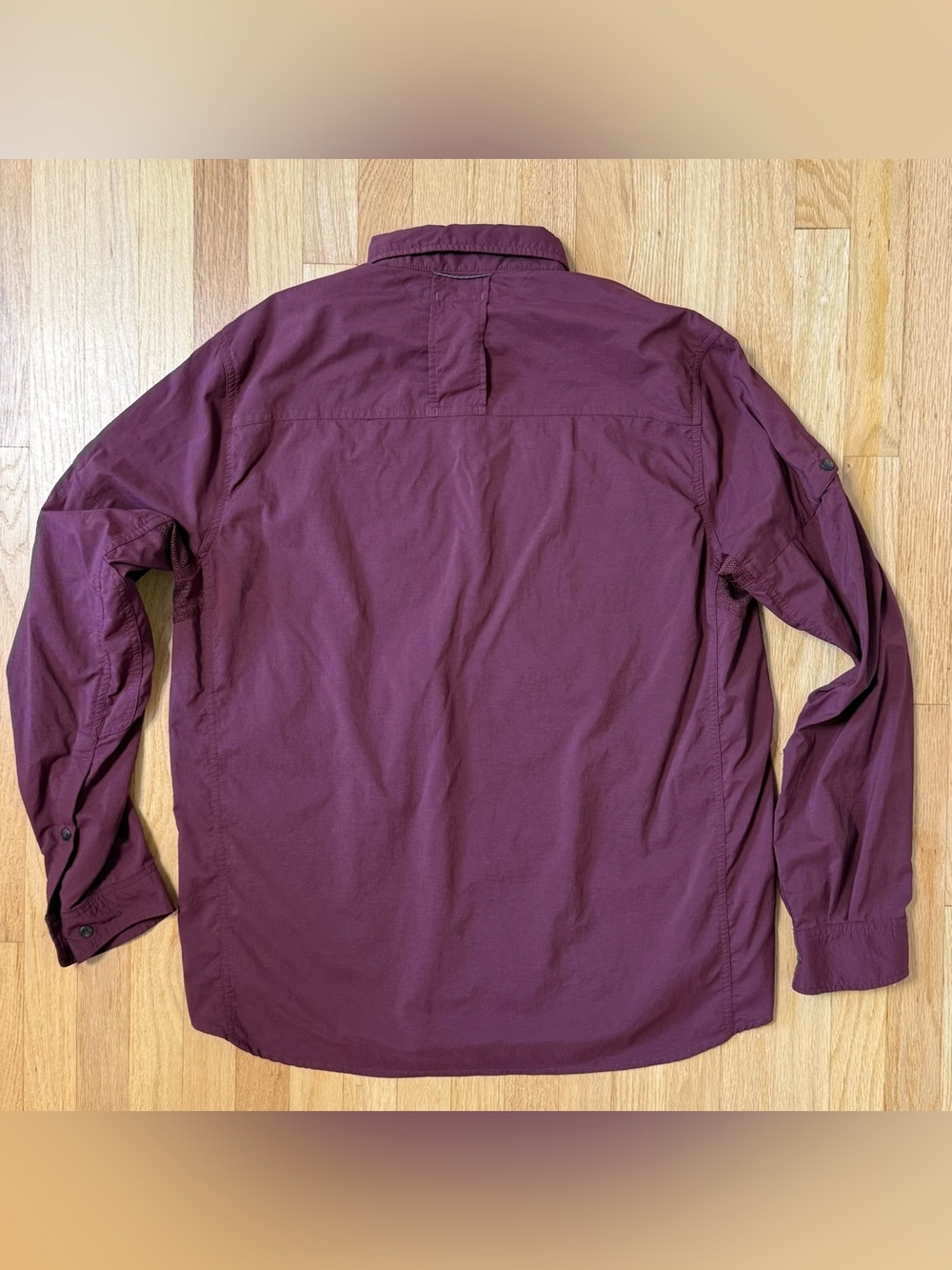 REI Co-op Sahara Men  L Long Sleeve Hiking Fishing Shirt Burgundy Nylon Stretch - Picture 11 of 16